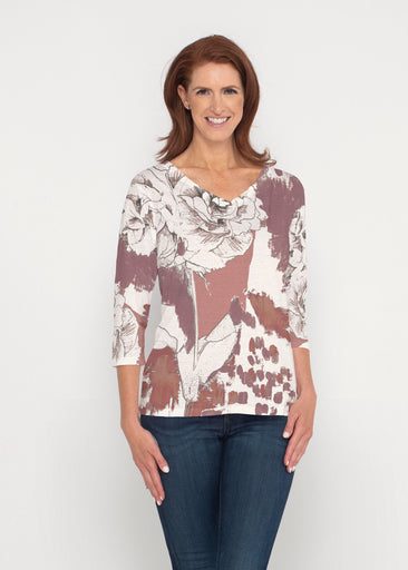 Rusty Rose (8062) ~ Signature 3/4 Sleeve V-Neck Top