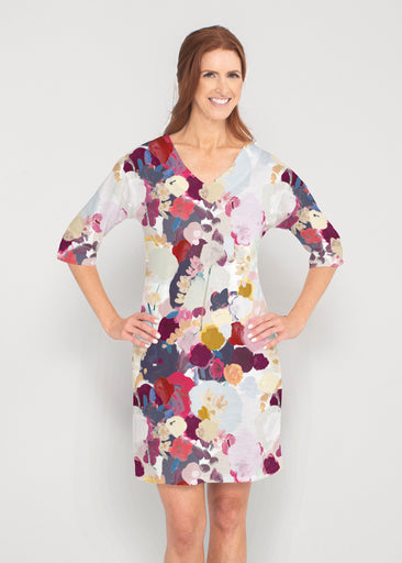Colorful Poms (8063) ~ Lucy 3/4 Sleeve V-Neck Dress