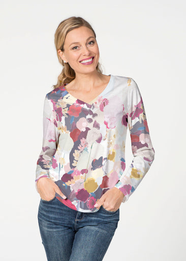 Colorful Poms (8063) ~ French Terry V-neck Top