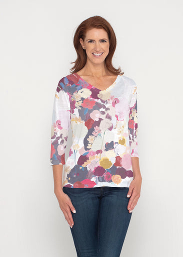 Colorful Poms (8063) ~ Signature 3/4 Sleeve V-Neck Top