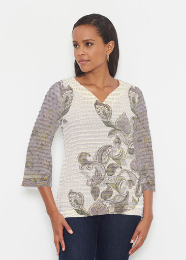 Crocodile Vine (8066) ~ Banded 3/4 Bell-Sleeve V-Neck Tunic