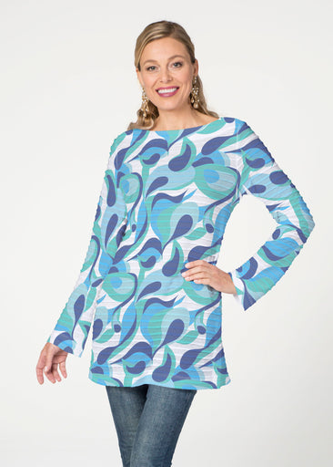 Disco Blue (8067) ~ Banded Boatneck Tunic
