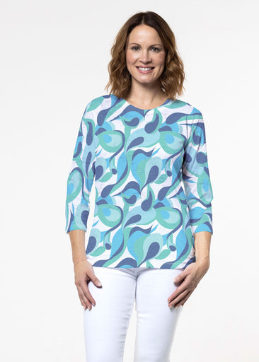 Disco Blue (8067) ~ Signature 3/4 Sleeve Crew Neck Top