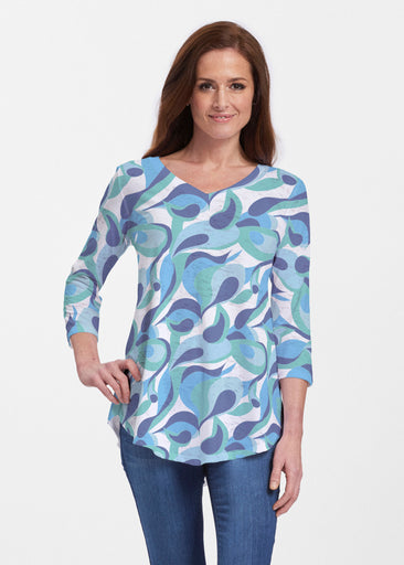 Disco Blue (8067) ~ V-neck Flowy Tunic