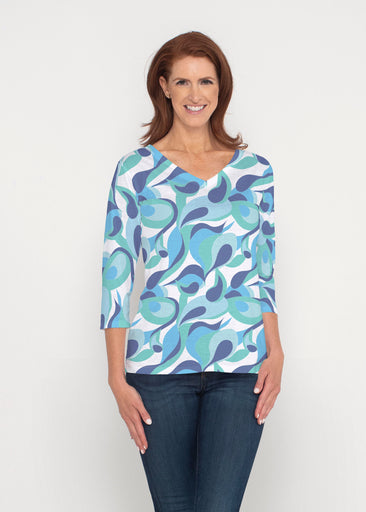 Disco Blue (8067) ~ Signature 3/4 Sleeve V-Neck Top