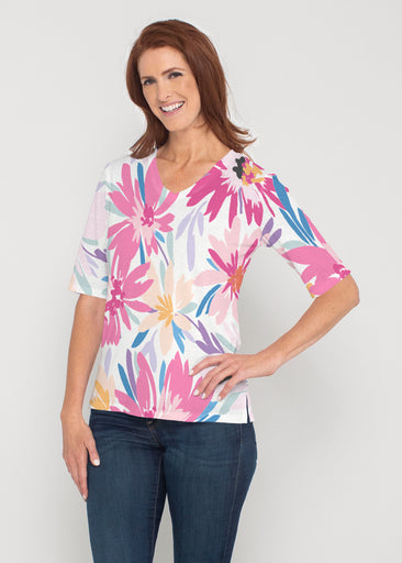 Loves me Loves me Not (8068) ~ Signature Elbow Sleeve V-Neck Top