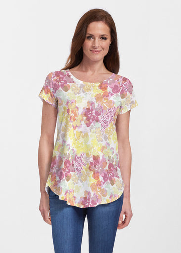 Hollyhocks (8070) ~ Short Sleeve Scoop Neck Flowy Tunic