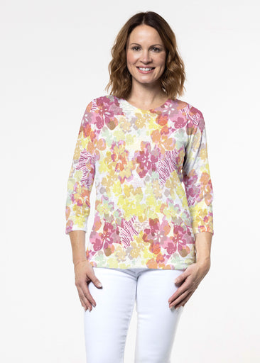 Hollyhocks (8070) ~ Signature 3/4 Sleeve Crew Neck Top