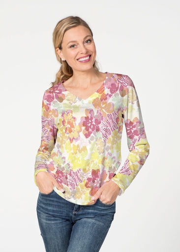 Hollyhocks (8070) ~ French Terry V-neck Top