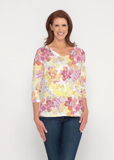 Hollyhocks (8070) ~ Signature 3/4 Sleeve V-Neck Top