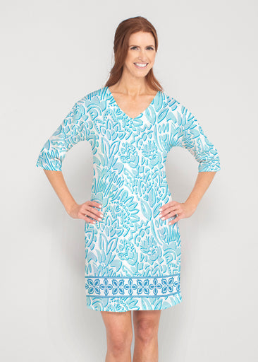 Bohemian Summer (8072) ~ Drop Shoulder 3/4 Sleeve V-Neck Dress