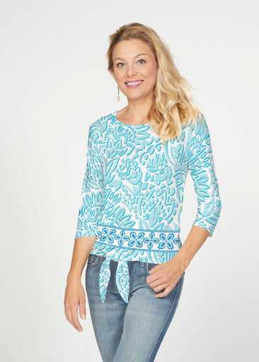 Bohemian Summer (8072) ~ French Terry Tie 3/4 Sleeve Top