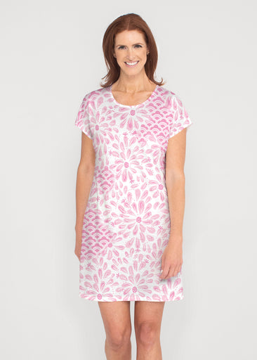 Daybreak Pink (8073) ~ French Terry Short Sleeve Crew Dress