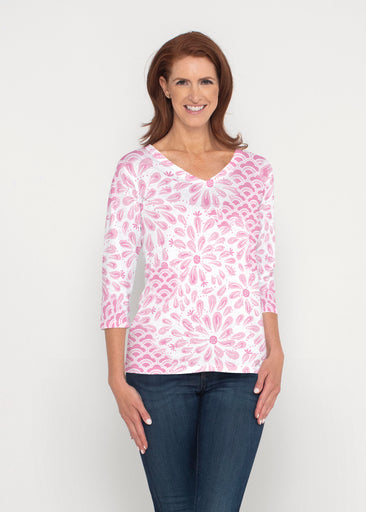 Daybreak Pink (8073) ~ Signature 3/4 Sleeve V-Neck Top