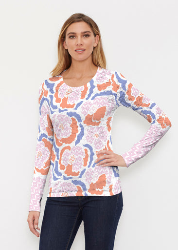 Peonies Pink (8074) ~ Thermal Long Sleeve Crew Shirt