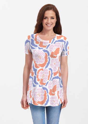 Peonies Pink (8074) ~ Short Sleeve Butterknit tunic