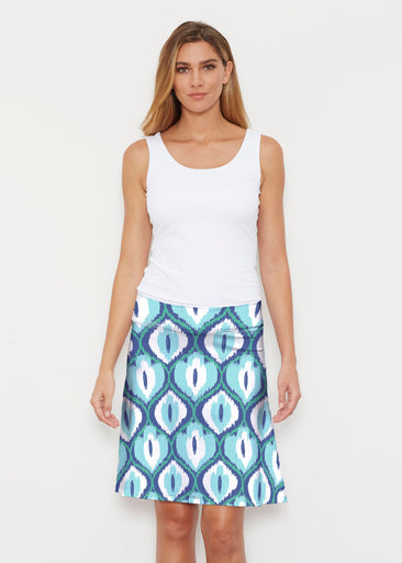 Ikat Buds Blue (8075) ~ Silky Brenda Skirt 21 inch
