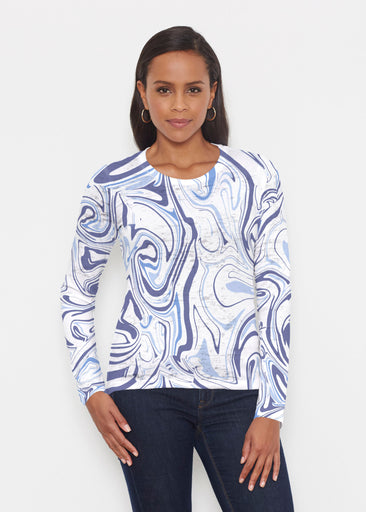 Swirly Blue (8076) ~ Signature Long Sleeve Crew Shirt