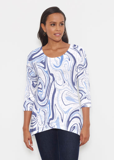 Swirly Blue (8076) ~ Katherine Hi-Lo Thermal Tunic