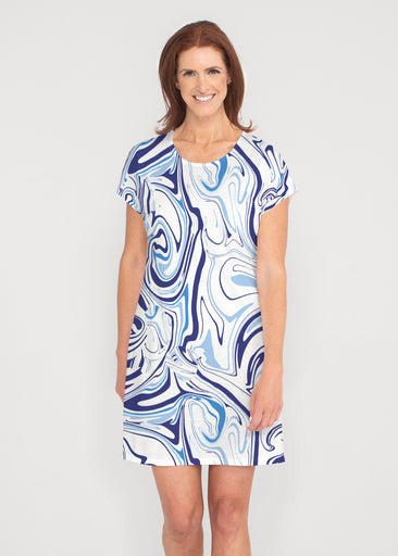 Swirly Blue (8076) ~ Lucy Tee Dress