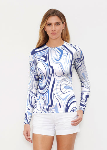 Swirly Blue (8076) ~ Long Sleeve Rash Guard