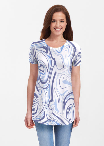 Swirly Blue (8076) ~ Short Sleeve Butterknit tunic