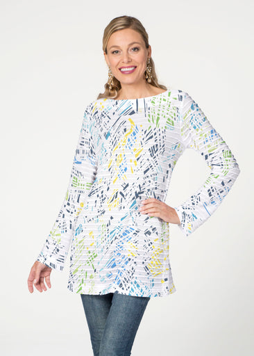 Pixie Blue (8077) ~ Banded Boatneck Tunic