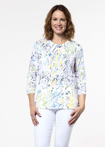 Pixie Blue (8077) ~ Signature 3/4 Sleeve Crew Neck Top