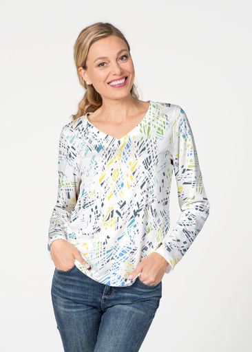 Pixie Blue (8077) ~ French Terry V-neck Top