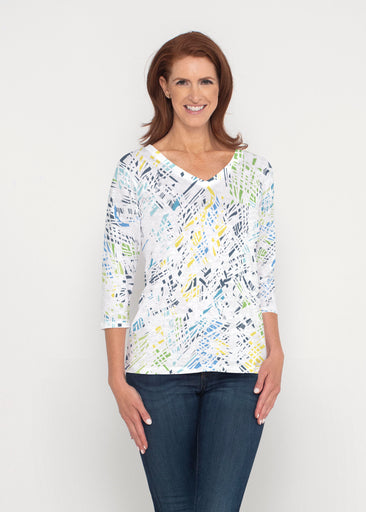 Pixie Blue (8077) ~ Signature 3/4 Sleeve V-Neck Top