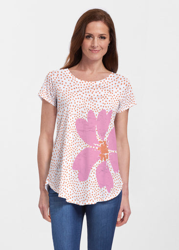 Daisy Dots Pink (8079) ~ Short Sleeve Scoop Neck Flowy Tunic