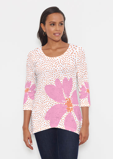 Daisy Dots Pink (8079) ~ Katherine Hi-Lo Thermal Tunic