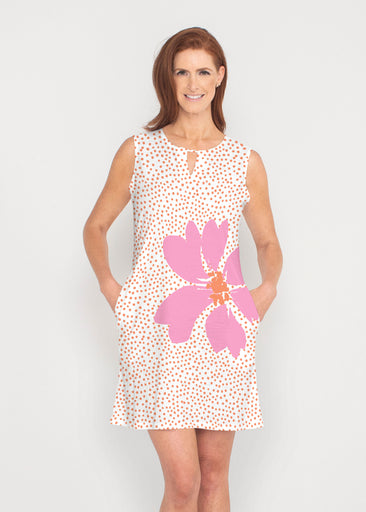 Daisy Dots Pink (8079) ~ French Terry Keyhole Sleeveless Dress