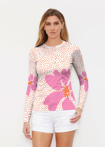 Daisy Dots Pink (8079) ~ Long Sleeve Rash Guard