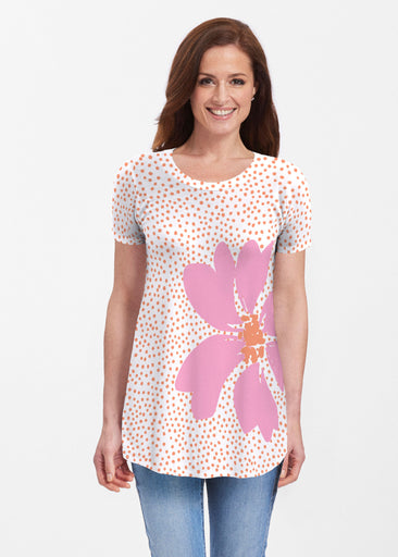 Daisy Dots Pink (8079) ~ Short Sleeve Butterknit tunic