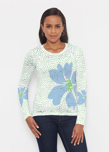 Daisy Dots Blue (8081) ~ Signature Long Sleeve Crew Shirt