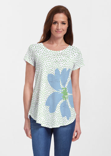 Daisy Dots Blue (8081) ~ Short Sleeve Scoop Neck Flowy Tunic