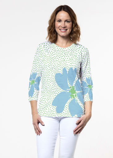 Daisy Dots Blue (8081) ~ Signature 3/4 Sleeve Crew Neck Top