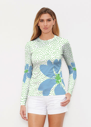 Daisy Dots Blue (8081) ~ Long Sleeve Rash Guard