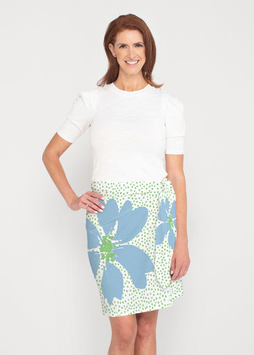 Daisy Dots Blue (8081) ~ Side Tie Pencil Skirt