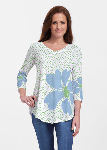 Daisy Dots Blue (8081) ~ V-neck Flowy Tunic