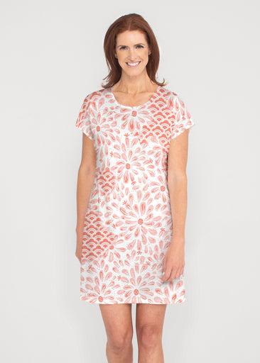 Daybreak Orange (8084) ~ French Terry Short Sleeve Crew Dress