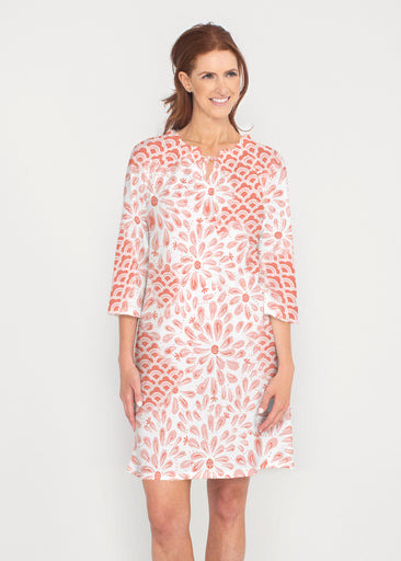 Daybreak Orange (8084) ~ Gathered Neck Bell Sleeve Dress