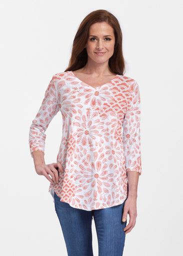 Daybreak Orange (8084) ~ V-neck Flowy Tunic
