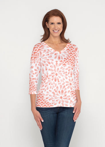 Daybreak Orange (8084) ~ Signature 3/4 Sleeve V-Neck Top