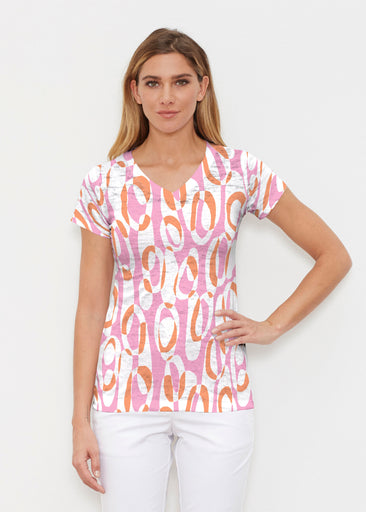 Loop ta Loop Pink (8085) ~ Signature Cap Sleeve V-Neck Shirt