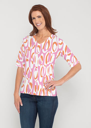 Loop ta Loop Pink (8085) ~ Signature Elbow Sleeve V-Neck Top