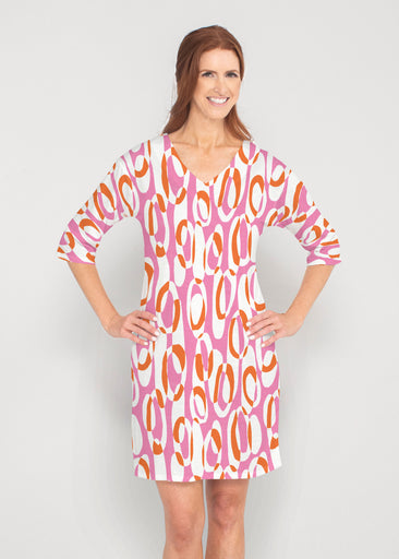 Loop ta Loop Pink (8085) ~ Lucy 3/4 Sleeve V-Neck Dress