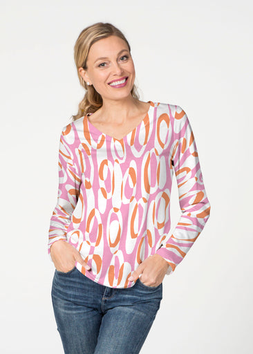 Loop ta Loop Pink (8085) ~ French Terry V-neck Top