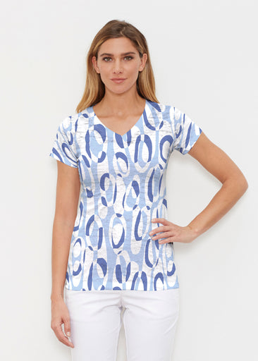 Loop ta Loop Blue (8086) ~ Signature Cap Sleeve V-Neck Shirt